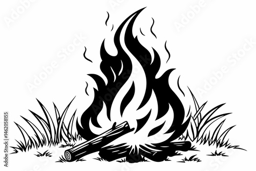 fire sihouette black vector