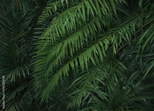 Obraz na płótnie Deep green palm leaf texture, sharp focus, intricate detail , vibrant, image, botany w salonie
