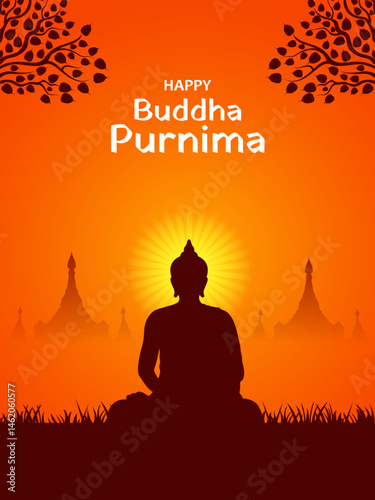 vector illustration of celebration of Buddha Purnima festival of Buddhist
