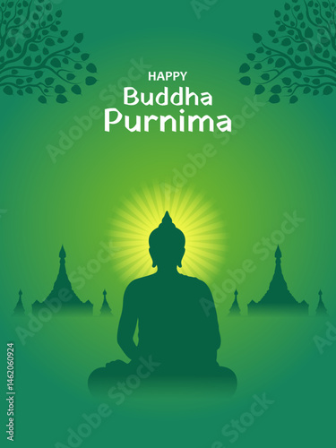 vector illustration of celebration of Buddha Purnima festival of Buddhist