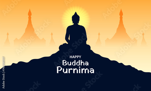 vector illustration of celebration of Buddha Purnima festival of Buddhist