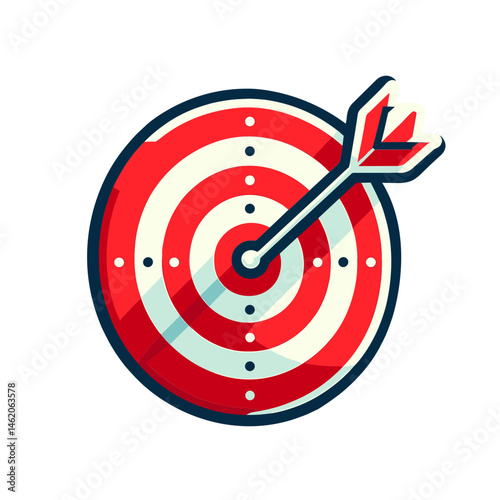 Colorful target with an arrow hitting the bullseye in a vibrant vector illustration