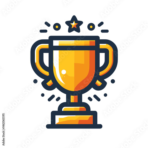 Stylized trophy with a star in a vibrant and celebratory vector illustration