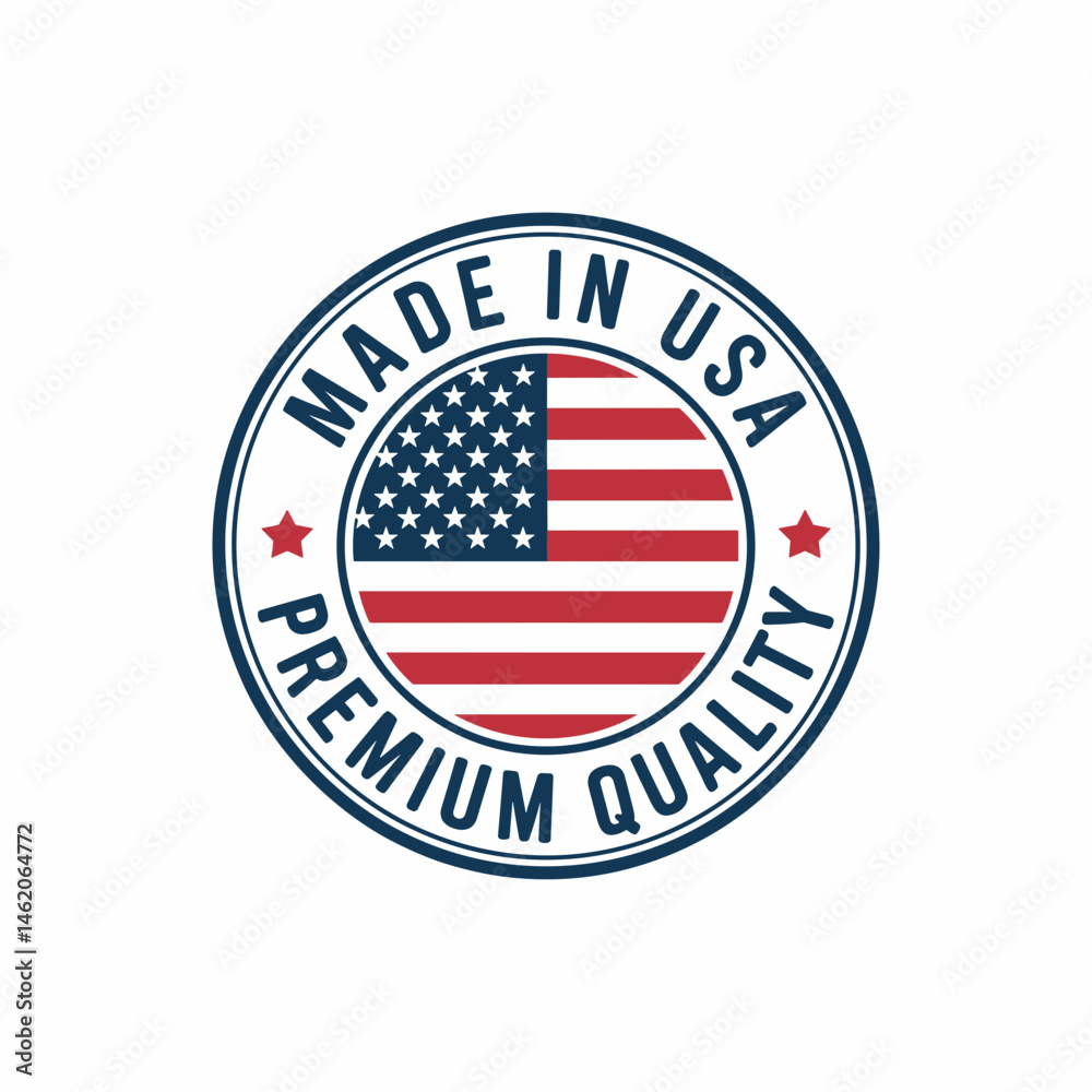 Made in USA Premium Quality Seal with American Flag Made in USA Premium Quality Seal with American Flag