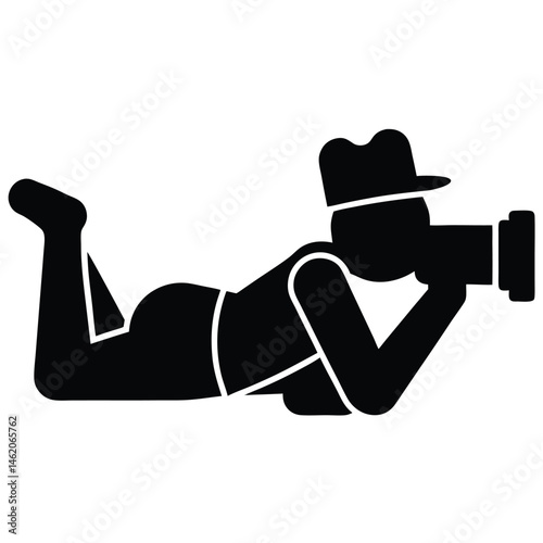 Photographer Lying Down Taking a Photo Professional Photography