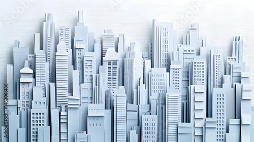 Abstract Cityscape Illustration With White And Gray Buildings photo
