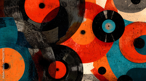 abstract Vinyl Records & Retro Music Vibes background