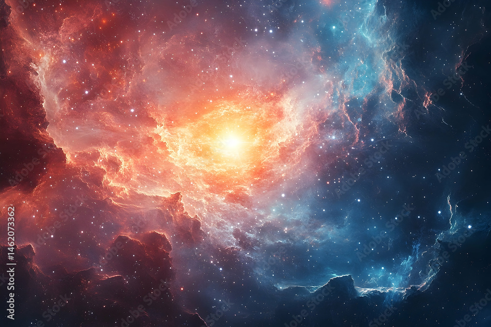 A vibrant cosmic nebula filled with swirling colors and stars. A vibrant cosmic nebula filled with swirling colors and stars.