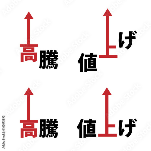 高騰と値上げのクリップアートのセット