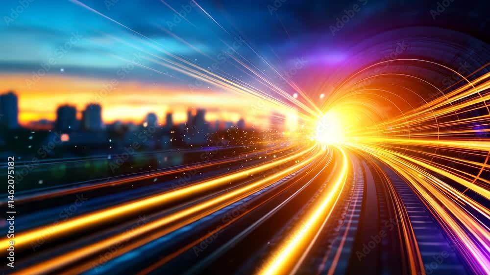 Dynamic Light Trails Creating Vibrant Energy in Urban Landscape Dynamic Light Trails Creating Vibrant Energy in Urban Landscape