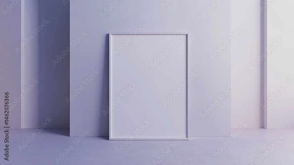 Blank vertical frame mockup against a light purple wall. Blank vertical frame mockup against a light purple wall.