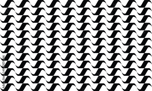 Sao Paulo sidewalk pattern. Famous Brazilian beach promenade. Repeated black and white curved texture in Portuguese pavement style