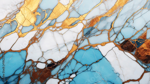 Luxury blue coloured white gold marble stone surface detail.