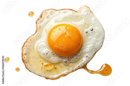 Freshly Cracked Egg with Yellow Yolk and Whites on a White Surface