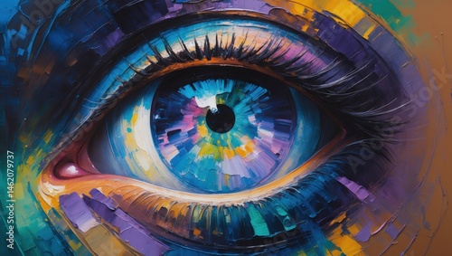 Abstract human eye painting in vivid colors vision art and creative expression