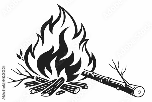 fire sihouette black vector