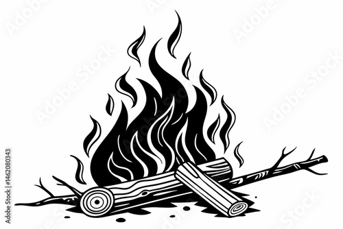 the fire sihouette black vector
