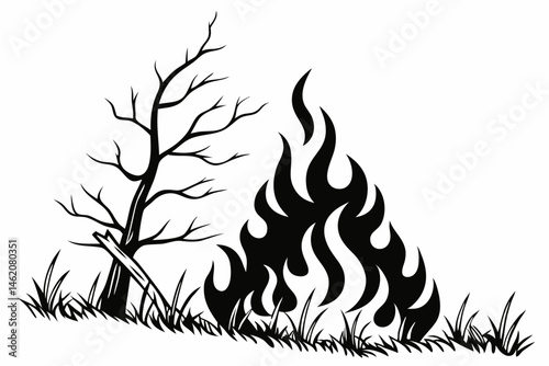 fire sihouette black vector