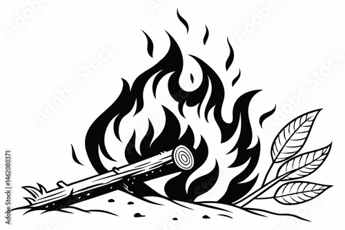 fire sihouette black vector
