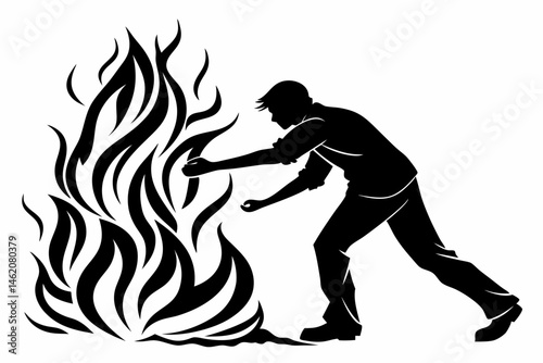 the fire sihouette black vector