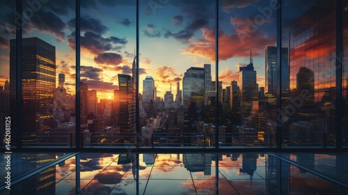 skyscrapers sunset summer