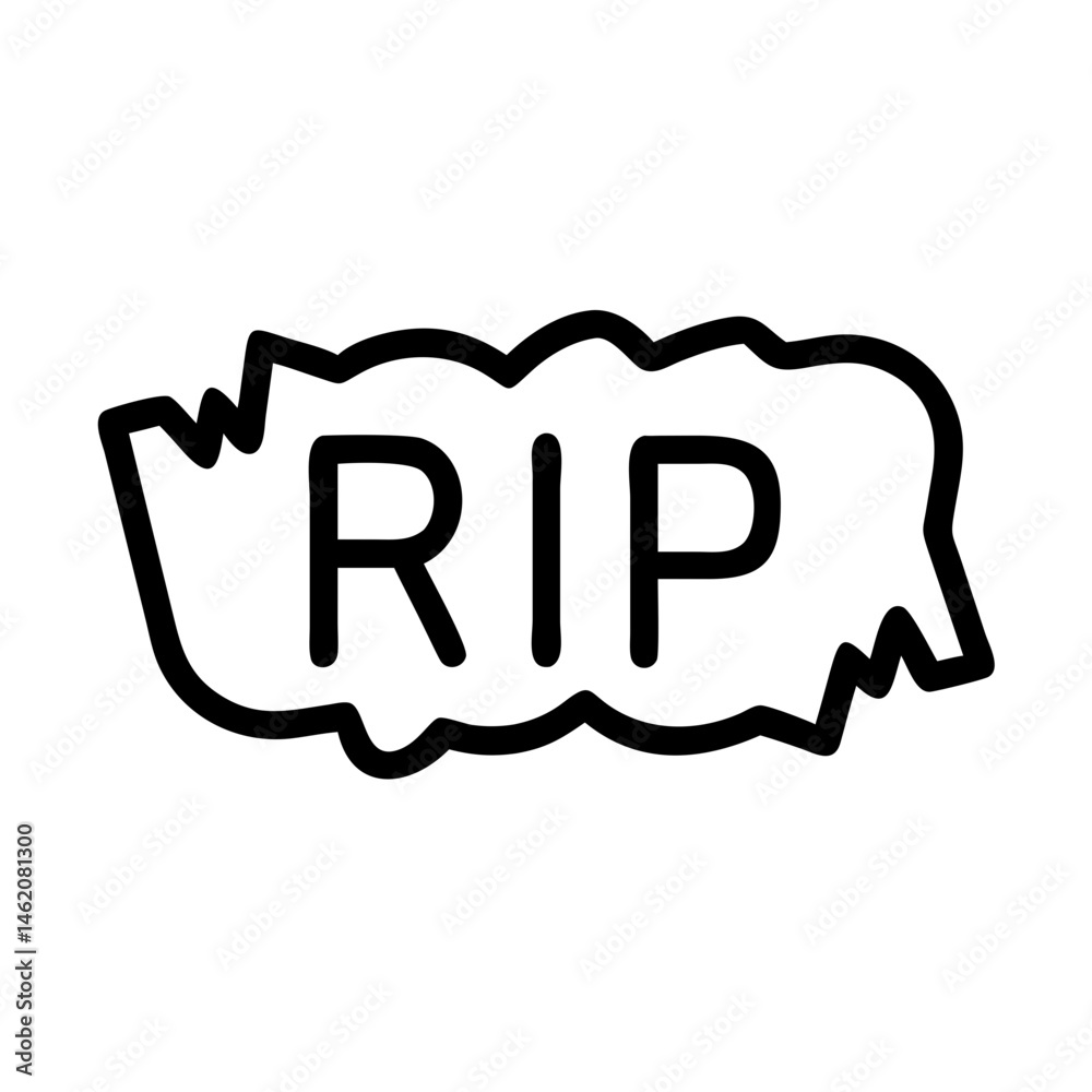 RIP Sign in Bold Outline Style for Memorials  