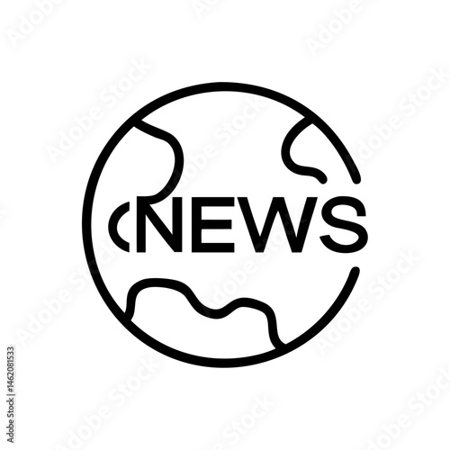 Global News Concept with Simple Earth Outline  