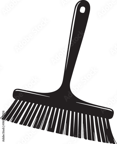 Floor Brush Silhouette | Black Vector Illustration