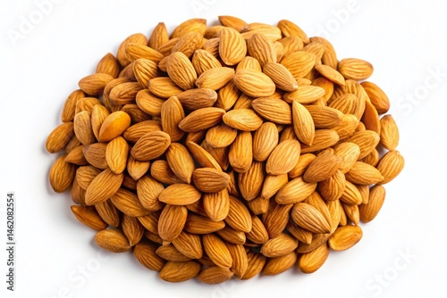 Aerial View of Peeled Raw Almonds Isolated on White Background - High-Resolution Stock Photo