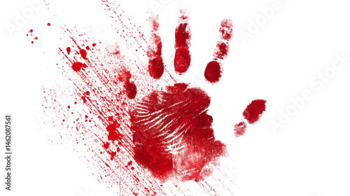 a bloody handprint with red smears  isolated on transparent background