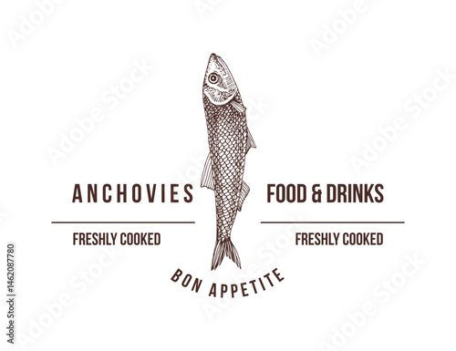 Seafood bar logo template vector