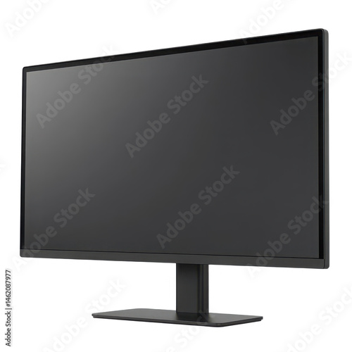 Black computer monitor isolated on transparent background