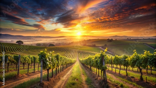 Alentejo Vineyard Double Exposure: Sunlit Grapes & Rolling Hills