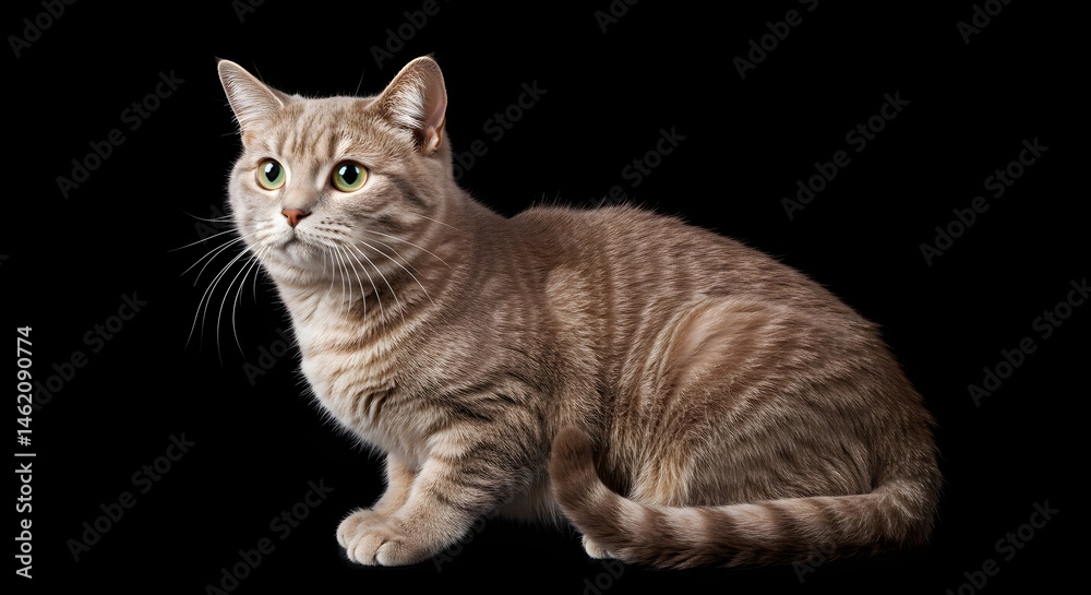 Obraz premium Cat Sitting on Black Background