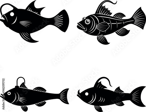 lanternfish vector silhouette