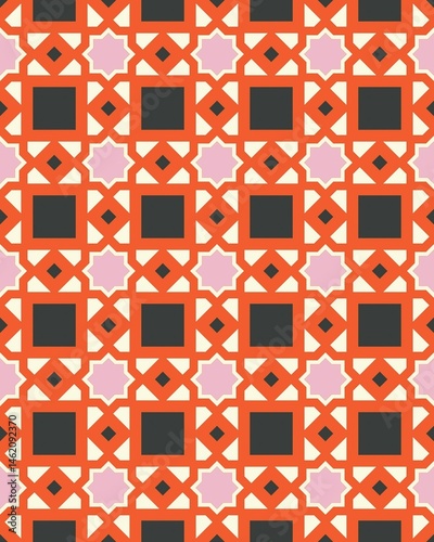 Geometric tiles showcase an intricate pattern with vibrant colors, creating a lively design that enhances any interior space