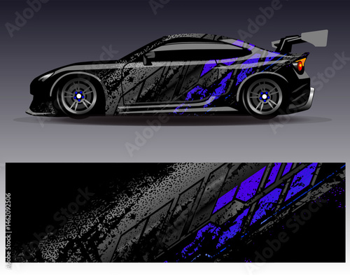 Car wrap design vector. Graphic abstract stripe racing background designs for vehicle, rally, race, adventure and car racing livery