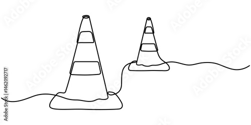 continuous line vector illustration design
traffic cone, one line continuous drawing traffic cone, Road cone line continuous drawing vector. One line Road cone vector background. Road cone icon. 