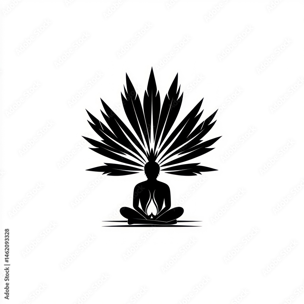 Abstract meditation, figure, and leaf design Abstract meditation, figure, and leaf design
