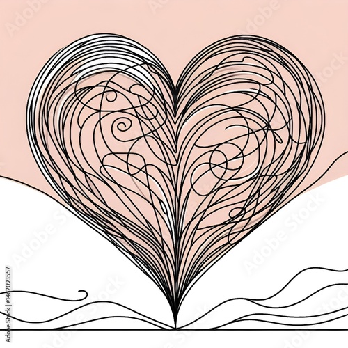 Heart. Abstract love symbol. Continuous line art drawing vector illustration