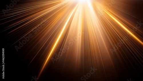 Golden Light Rays, Abstract Background, Bright Beams, Speed, Energy, Radiance, Illumination, Glowing