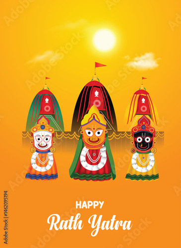 happy Jagannath Rathyatra Odisha festival vector poster