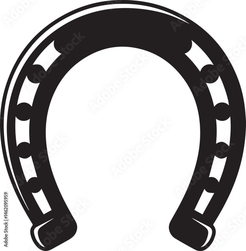 Horseshoe Silhouette in Black | Good Luck Symbol Vector Illustration