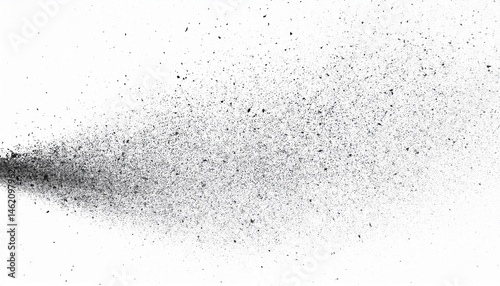 Black Dust Particles Spray Explosion White Background Texture