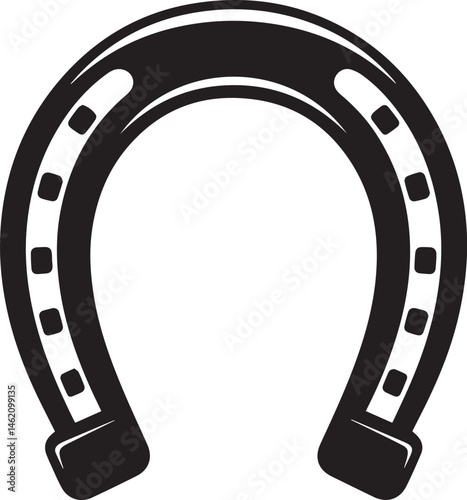 Horseshoe Silhouette in Black | Good Luck Symbol Vector Illustration