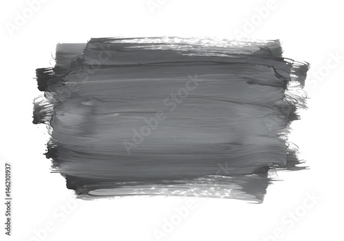 A gray brush stroke on a white background creating an abstract design with textured appearance