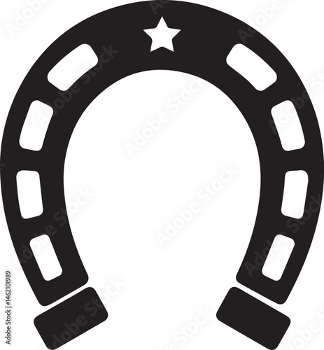 Horseshoe Silhouette in Black | Good Luck Symbol Vector Illustration