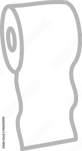 Simple yet expressive line art illustration of a toilet paper roll.  Perfect for representing hygiene, cleanliness, or resource depletion concepts.