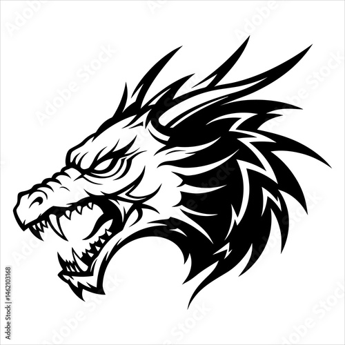 Fierce Dragon Head Tattoo Design Tribal Style Ink Artwork