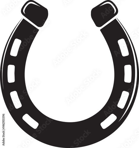 Horseshoe Silhouette in Black | Good Luck Symbol Vector Illustration